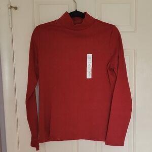 Croft & Barrow Rich Red Cotton Mock Turtleneck